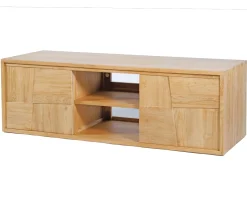 Clearance Meuble sous vasque suspendu en teck avec portes coulissantes 140 cm 