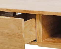 New Meuble sous vasque suspendu en teck avec porte serviette 80 cm 