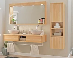 Outlet Meuble sous vasque suspendu en teck avec porte serviette 140 cm 