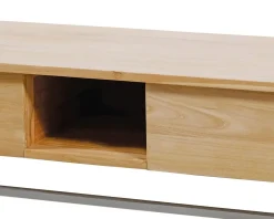 Outlet Meuble sous vasque suspendu en teck avec porte serviette 140 cm 