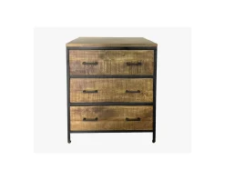 Clearance Meuble 3 tiroirs pour cuisine style industriel bois et métal "Atelier" Eléments De Cuisine