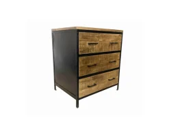 Clearance Meuble 3 tiroirs pour cuisine style industriel bois et métal 