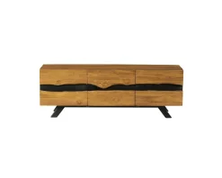 Clearance Meuble télé 160 cm en teck recyclé "Copley" esprit nature brute Meuble Télé