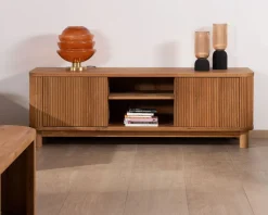 Sale Meuble télé 150 cm 2 portes en chêne huilé style rétro "Winton" Meuble Télé
