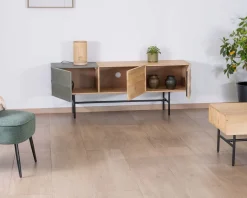 Best Meuble télé design métal noir bois bicolore 
