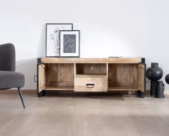 Clearance Meuble télé industriel métal et bois 150 cm 
