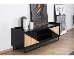 Outlet Meuble télé 2 portes 180 cm en bois massif "Trace" Meuble Télé