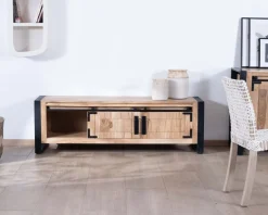 Meuble télé style industriel bois et métal 2 portes "Montréal" 160 cm Meuble Télé