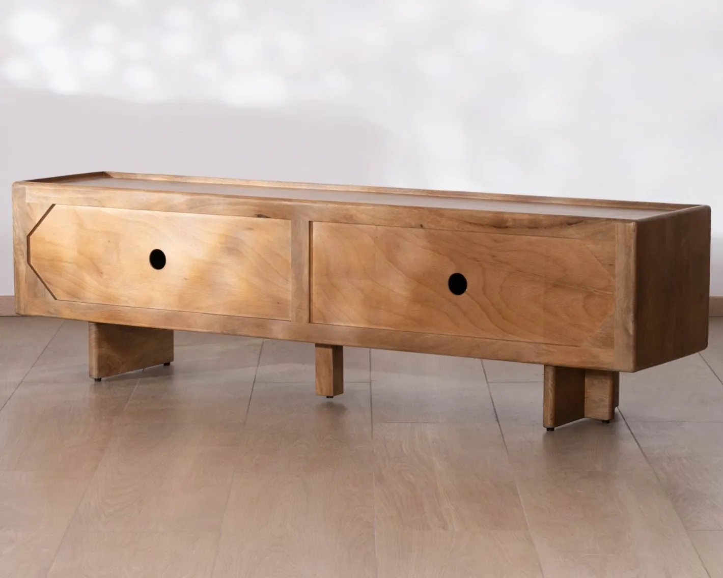 Online Meuble TV bas 180 cm en manguier naturel "Odely" 4 portes Meuble Télé