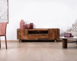 Clearance Meuble TV 175 cm en manguier massif style contemporain minimaliste