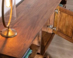 Best Meuble TV 175cm ethnique acacia massif pieds métal noir 