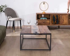 Best Meuble TV 175cm ethnique acacia massif pieds métal noir 