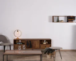 Best Meuble TV 175cm ethnique acacia massif pieds métal noir 