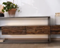 Outlet Meuble TV 195 cm original en bois et métal 