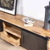 Clearance Meuble TV 160 cm porte coulissante métal et bois "Caractère" Meuble Télé