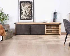 Online Meuble TV 180 cm à portes coulissantes métal et bois 