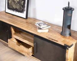 Online Meuble TV 180 cm à portes coulissantes métal et bois 