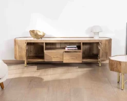 Online Meuble TV 180 cm rétro-chic avec plateau en terrazzo blanc 