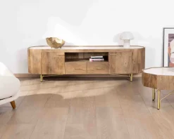 Online Meuble TV 180 cm rétro-chic avec plateau en terrazzo blanc 
