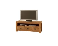 Best Meuble tv en bois avec rangements 3 tiroirs 1 niche "Lodge Casita" Meuble Télé
