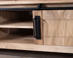 Online Meuble TV industriel 180 cm bois et métal 2 portes 2 niches 
