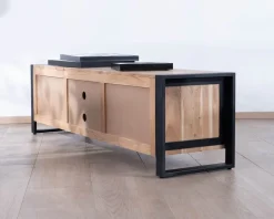 Online Meuble TV industriel 180 cm bois et métal 2 portes 2 niches 