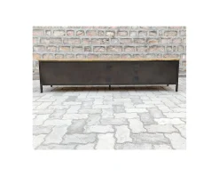 New Meuble TV noir en métal et bois "Dowtoun" style atelier 220 cm Meuble Télé