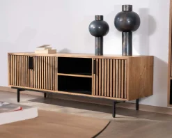 Clearance Meuble TV 3 portes en teck style rétro 
