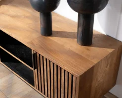 Clearance Meuble TV 3 portes en teck style rétro 
