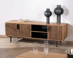 Clearance Meuble TV 3 portes en teck style rétro 