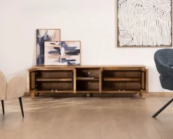 Best Meuble TV rétro-chic en manguier massif naturel 180 cm « Sicaly » Meuble Télé