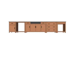 New Meuble évier bois massif et pierre 164 cm 