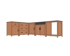 New Meuble évier bois massif et pierre 164 cm 