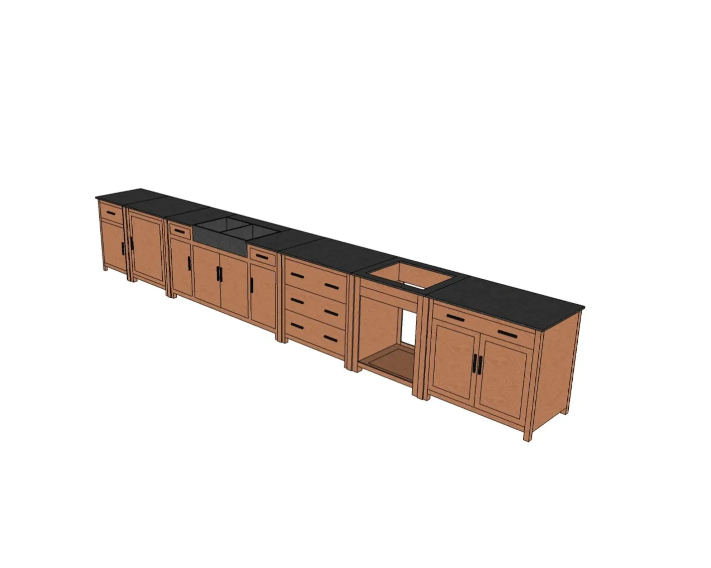 Clearance Meuble évier bois massif 2 portes "Grand Chef" sans bac Eléments De Cuisine