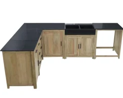 Clearance Meuble évier bois massif 2 portes