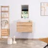 Sale Miroir avec encadrement en chêne huilé design épuré Miroir Et Psyché