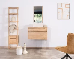 Sale Miroir avec encadrement en chêne huilé design épuré Miroir Et Psyché