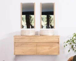 Sale Miroir avec encadrement en chêne huilé design épuré Miroir Et Psyché