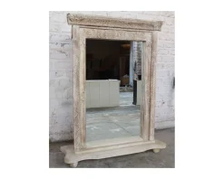 Clearance Miroir indien avec cadre bois sculpté modèle unique "Vieille Porte" Miroir Et Psyché