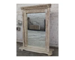 Clearance Miroir indien avec cadre bois sculpté modèle unique "Vieille Porte" Miroir Et Psyché