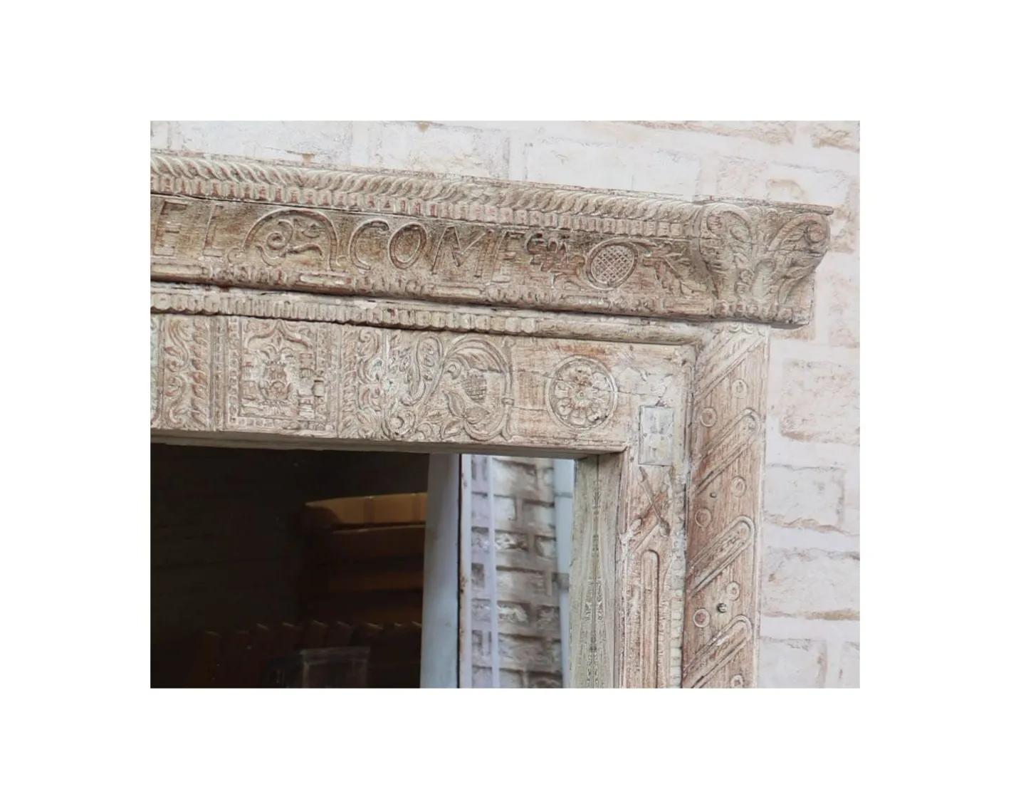Clearance Miroir indien avec cadre bois sculpté modèle unique "Vieille Porte" Miroir Et Psyché