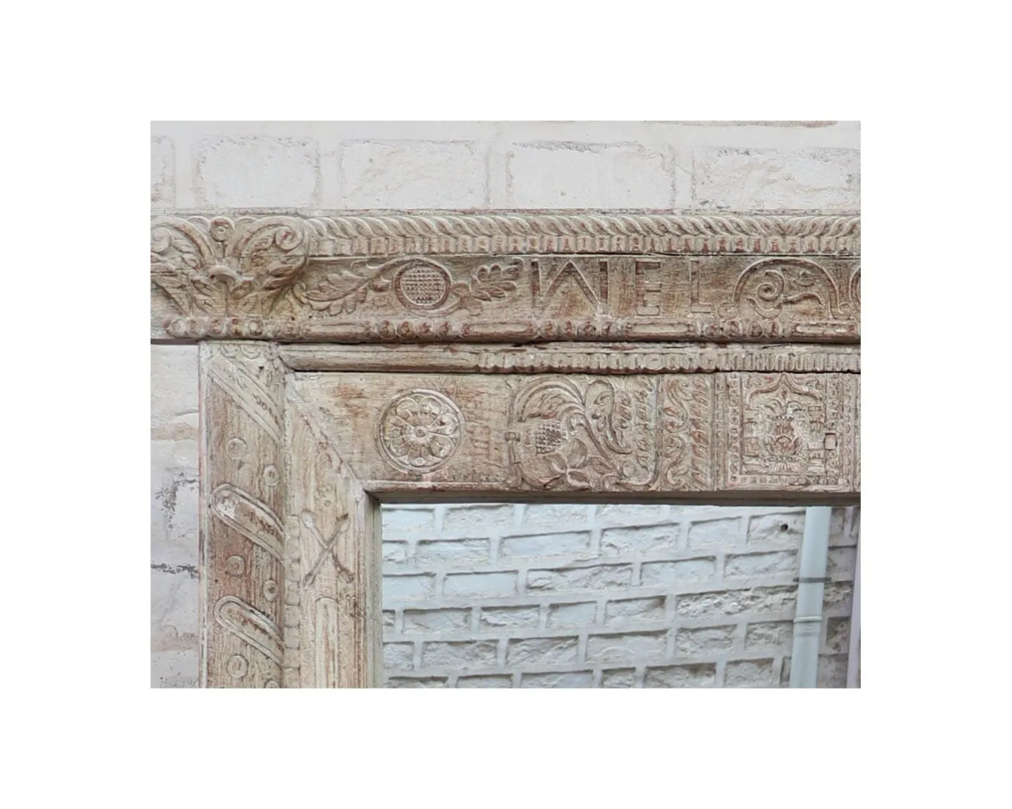 Clearance Miroir indien avec cadre bois sculpté modèle unique "Vieille Porte" Miroir Et Psyché