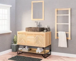 Online Miroir rectangulaire cadre en teck 50x70 cm Miroir Et Psyché|Décoration