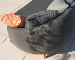 Hot Méridienne d'extérieur design enveloppant "Armando" gris foncé avec coussins coordonnés Canapé De Jardin|Bain De Soleil