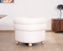 Online Petite chauffeuse en tissu bouclette blanc design 70's "Wala" Fauteuil