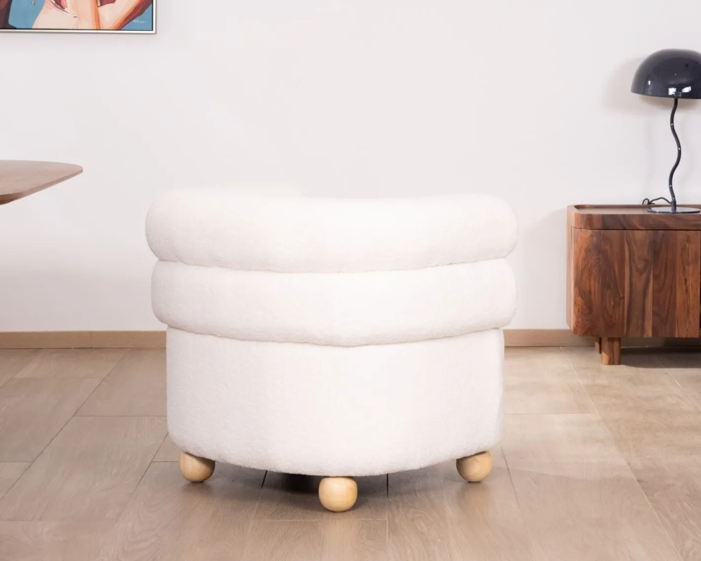 Online Petite chauffeuse en tissu bouclette blanc design 70's "Wala" Fauteuil