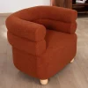 Clearance Petite chauffeuse enveloppante design vintage "Wala" en tissu terracotta Fauteuil