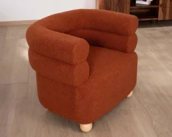 Clearance Petite chauffeuse enveloppante design vintage "Wala" en tissu terracotta Fauteuil