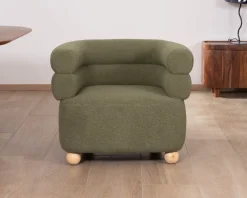 Clearance Petite chauffeuse style retro "Wala" en tissu vert kaki Fauteuil