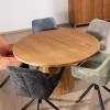 Sale Petite table ronde 130 cm et pied central cannelé style rétro "Winton" Table À Manger Ronde Ou Ovale